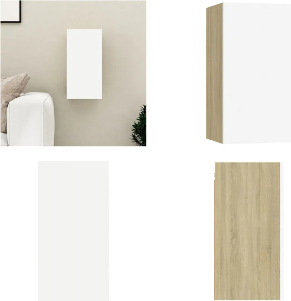 Mobiletto TV Parete Sospeso Rovere Sonoma e Bianco 60cm vidaXL