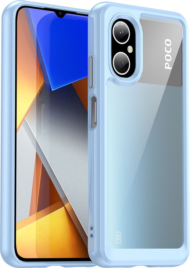Xiaomi Poco M4 5G Hülle, Klar Rückseite Stoßfeste TPU Silikon Bumper Schutzhülle für Xiaomi Poco M4 5G Blau