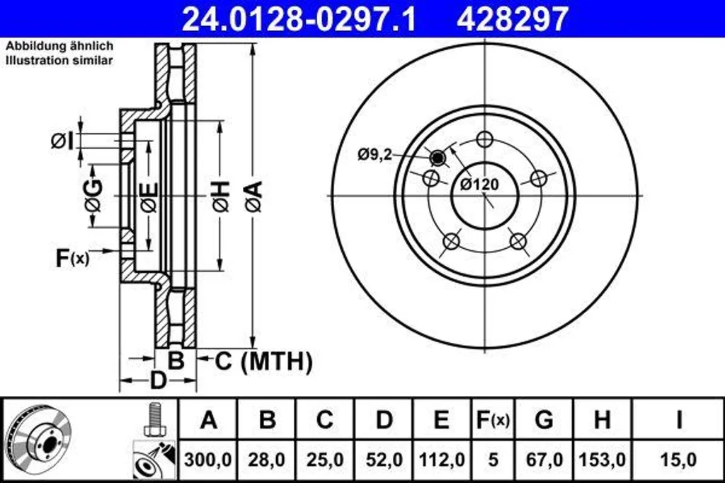 Disque de frein ventilé haute performance pour Mercedes-Benz Vito