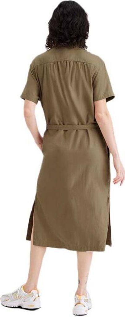 Dockers Button Front Kurzarm Midi-kleid Braun L Frau Braun L