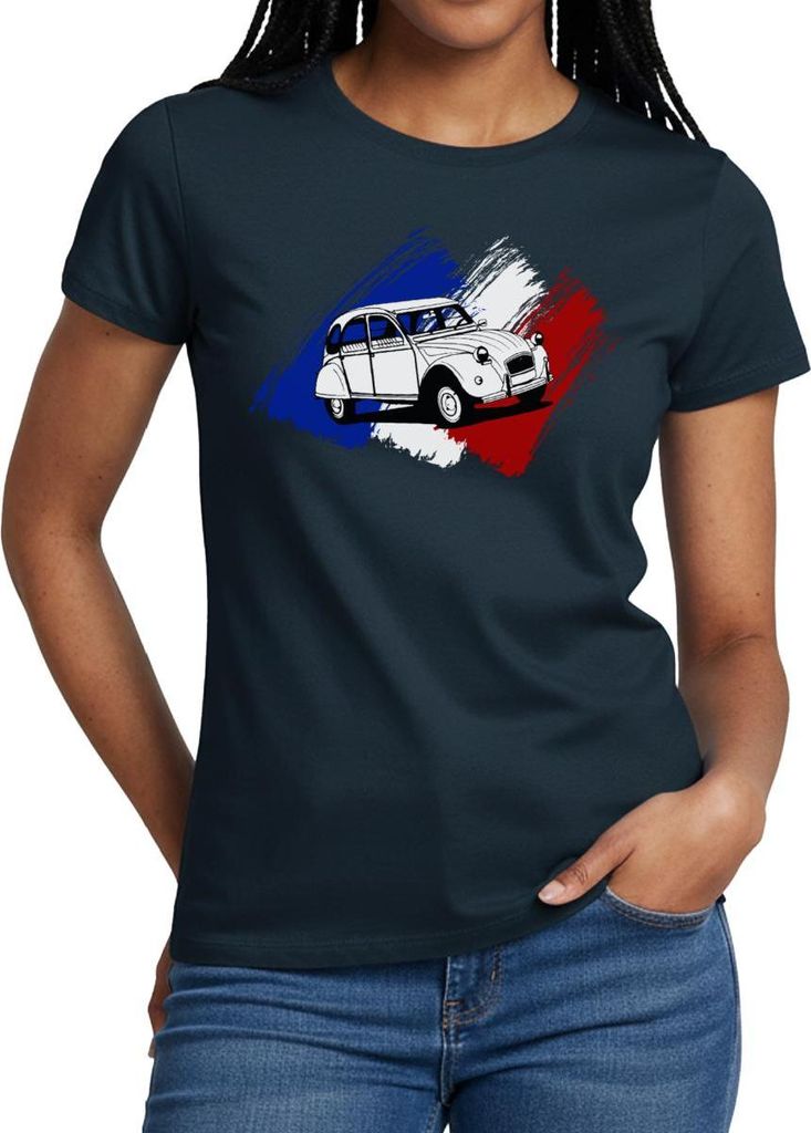 Spreadshirt Citroën 2CV Ente Französische Flagge Frauen T-Shirt, XL, Navy