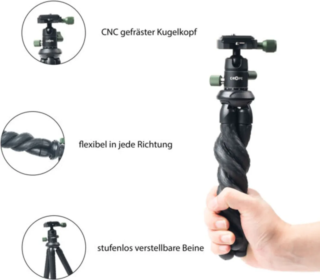 Trépied de Voyage Flexible 30cm Idéal pour Vlog YouTube et Instagram