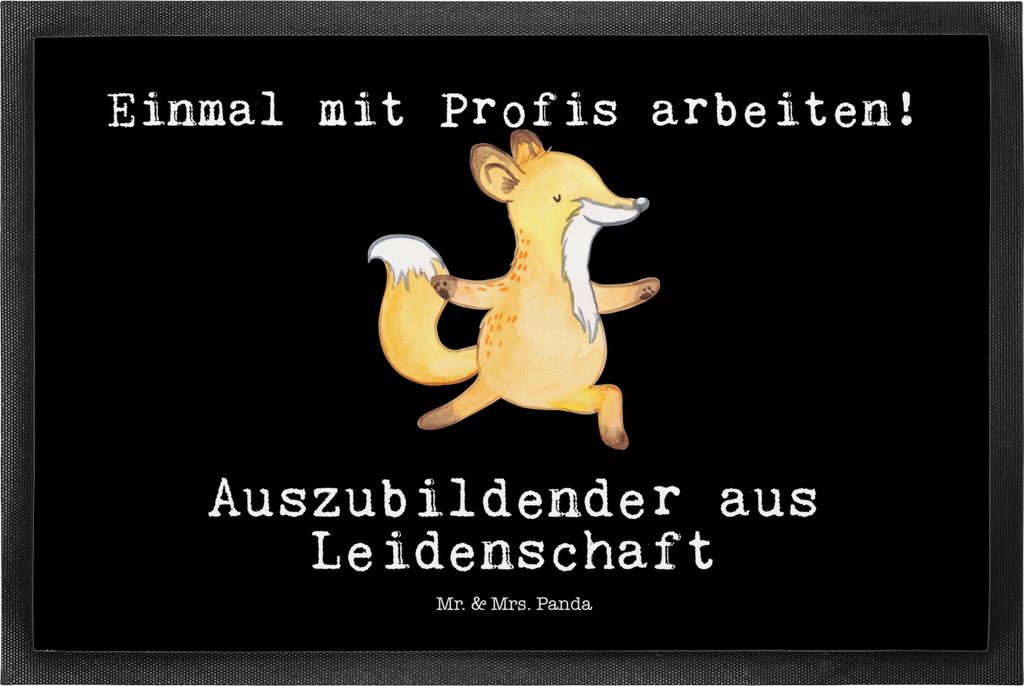 Mr. & Mrs. Panda Schmutzmatte Auszubildender Leidenschaft 40 x 60 cm - Schwarz - Geschenk, Preis, Schmutzfangmatte, Gummimatte, Azubi, flurmatte, B...