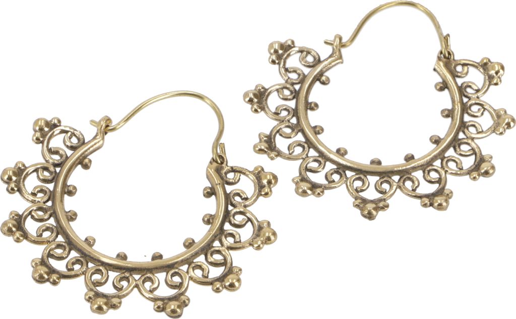 Tribalohrringe aus Messing, Ethnoohrringe, Gold-Farben, Ohrringe + Ohrstecker Modeschmuck