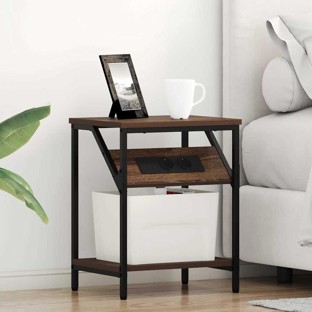 Nachttisch Braune Eiche 38 x 30 x 48 cm Holzwerkstoff, Nachttische & -schränke Design Möbel Neu