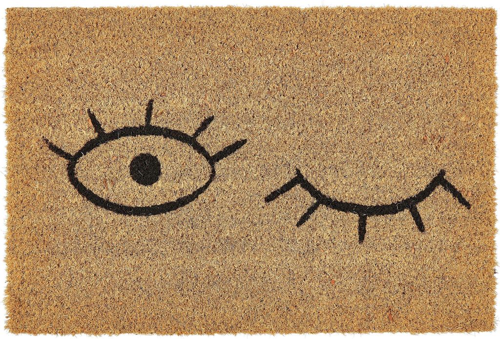 BELIANI Fußmatte Naturfarben u. Schwarz aus Kokosfaser 40 x 60 cm Rechteckig Indoor Innenbereich mit Augenmotiv Fußabtreter