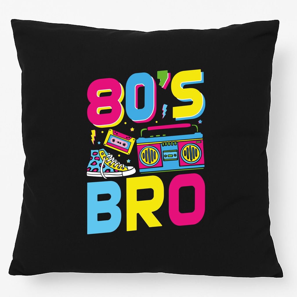 Huuraa Kissen 80's Bro Retro 40x40cm mit Füllung Black Baumwolle Dekokissen Geschenkidee