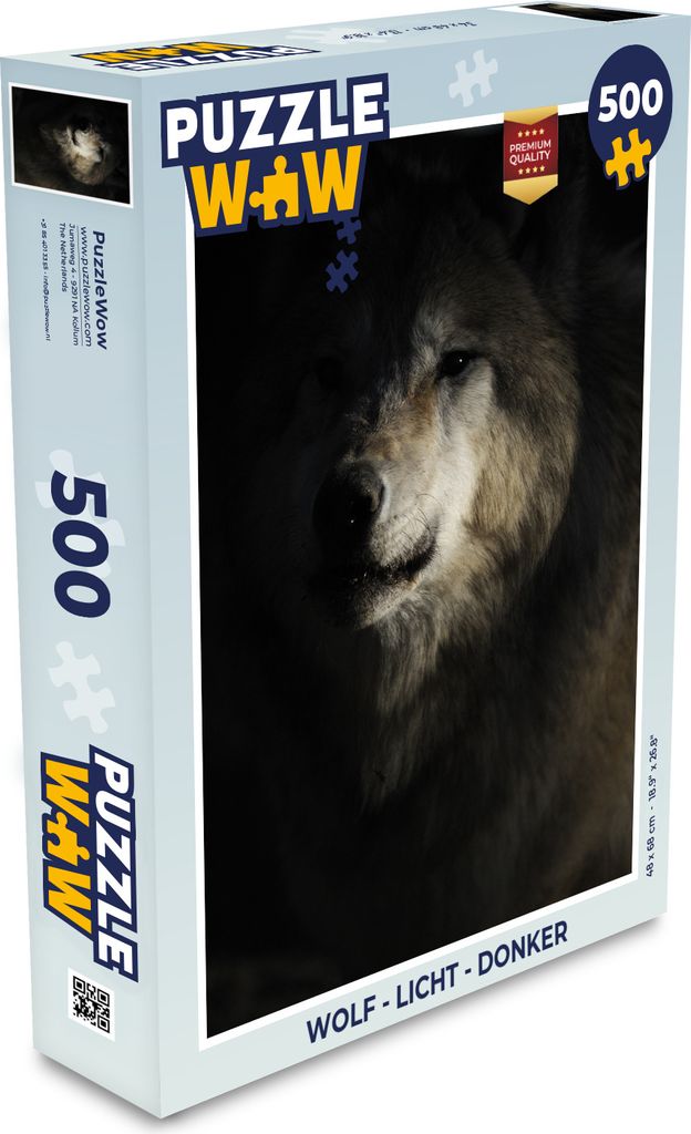 MuchoWow Puzzle 500 Teile Wolf - Hell - Dunkel - Denken - Spiel - Toy