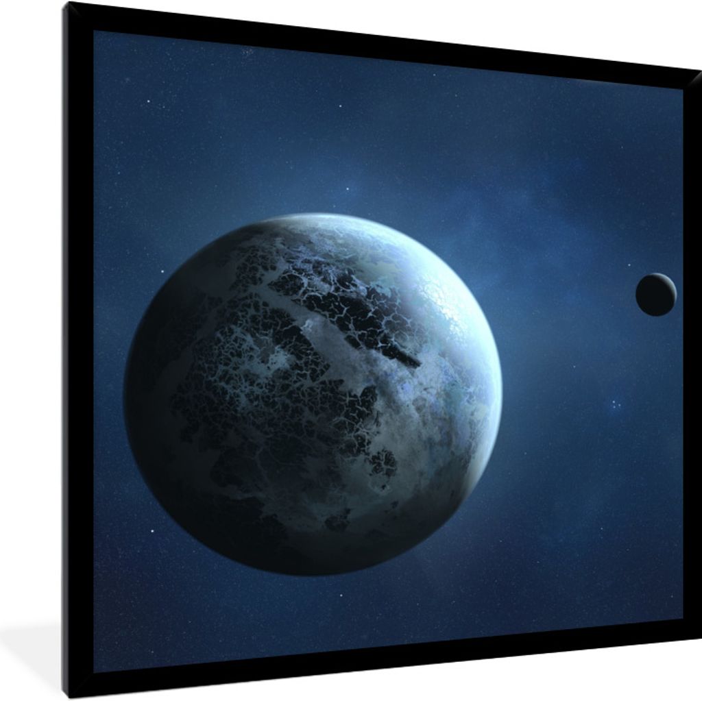 MuchoWow Gerahmtes Poster Eine Illustration eines Planeten 40x40 cm - Poster mit Schwarzem Bilderrahmen Wandposter Rahmen Foto Bilder - Mit Rahme...