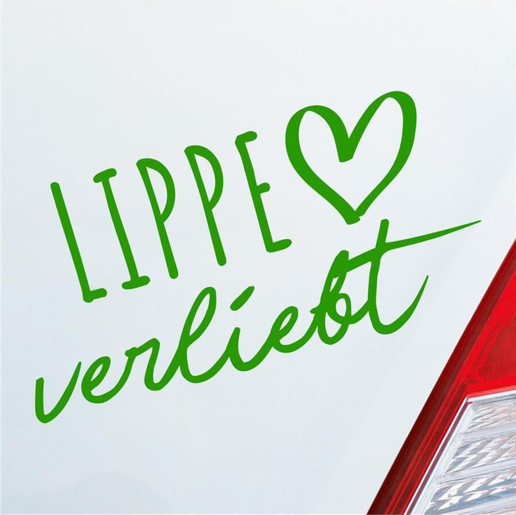 Auto Aufkleber Lippe verliebt Herz Fluss Wasser Water Liebe Car 19x10 cm Hellgrün Sticker Heckscheibenaufkleber