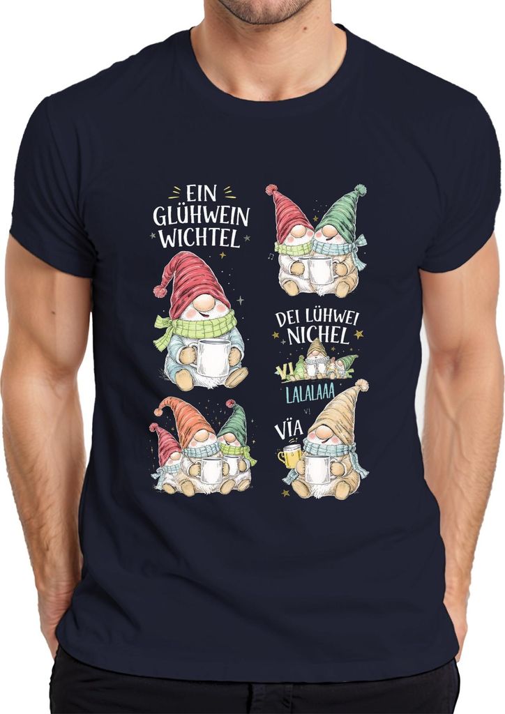 Ein Glühwein Wichtel Weihnachtswichtel Weihnachten Gemütlich Herren T-Shirt, Navy, XXL