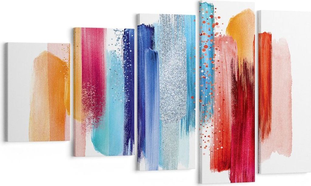 Bild auf Leinwand - Leinwandbild - 5 Teile - Abstraktion Farben Gürtel - 100x60cm - Wand Bild - Wanddeko - Wandbilder - Leinwanddruck - Bilder - W...