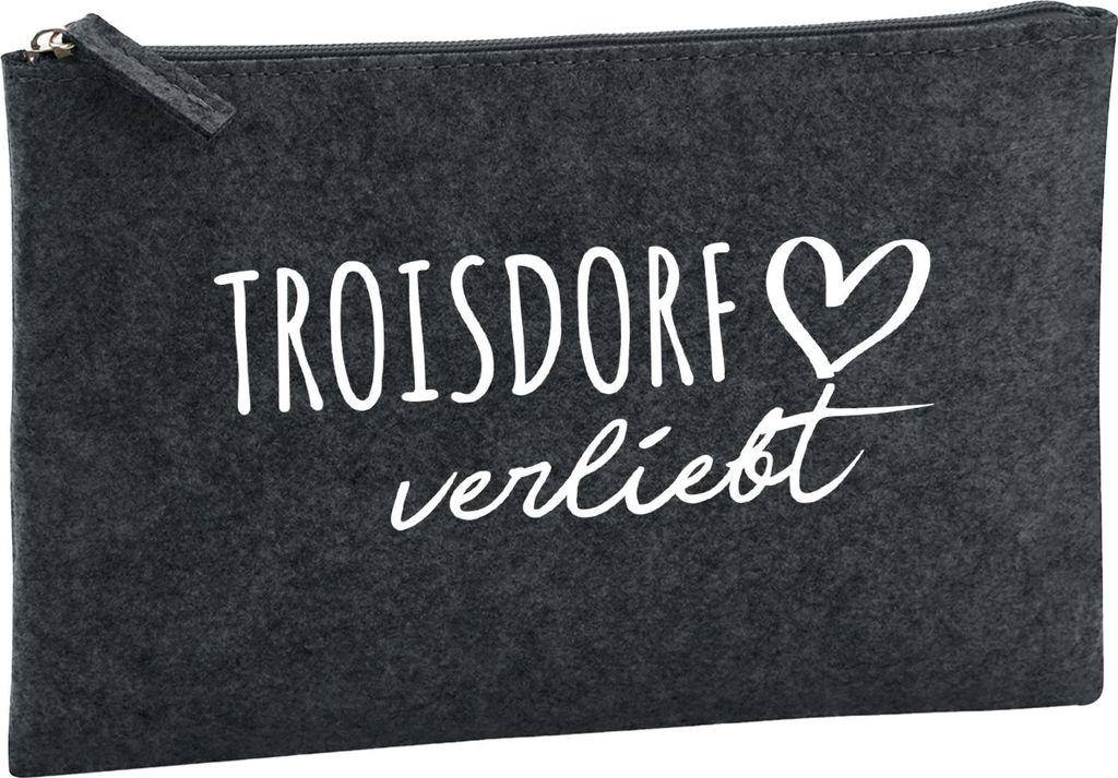Huuraa Kulturbeutel Troisdorf verliebt 1 Liter Charcoal Filz Kosmetiktasche Geschenkidee