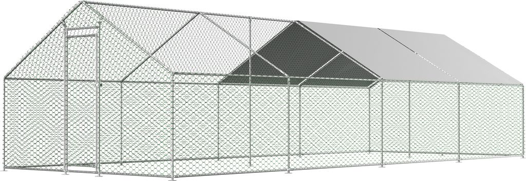 Thanaddo Hühnerstall Freilaufgehege Außengehege, Hühnerstall aus Metall begehbar, Kleintiergehege für Hühner Ente Kaninchen (3 x 8)