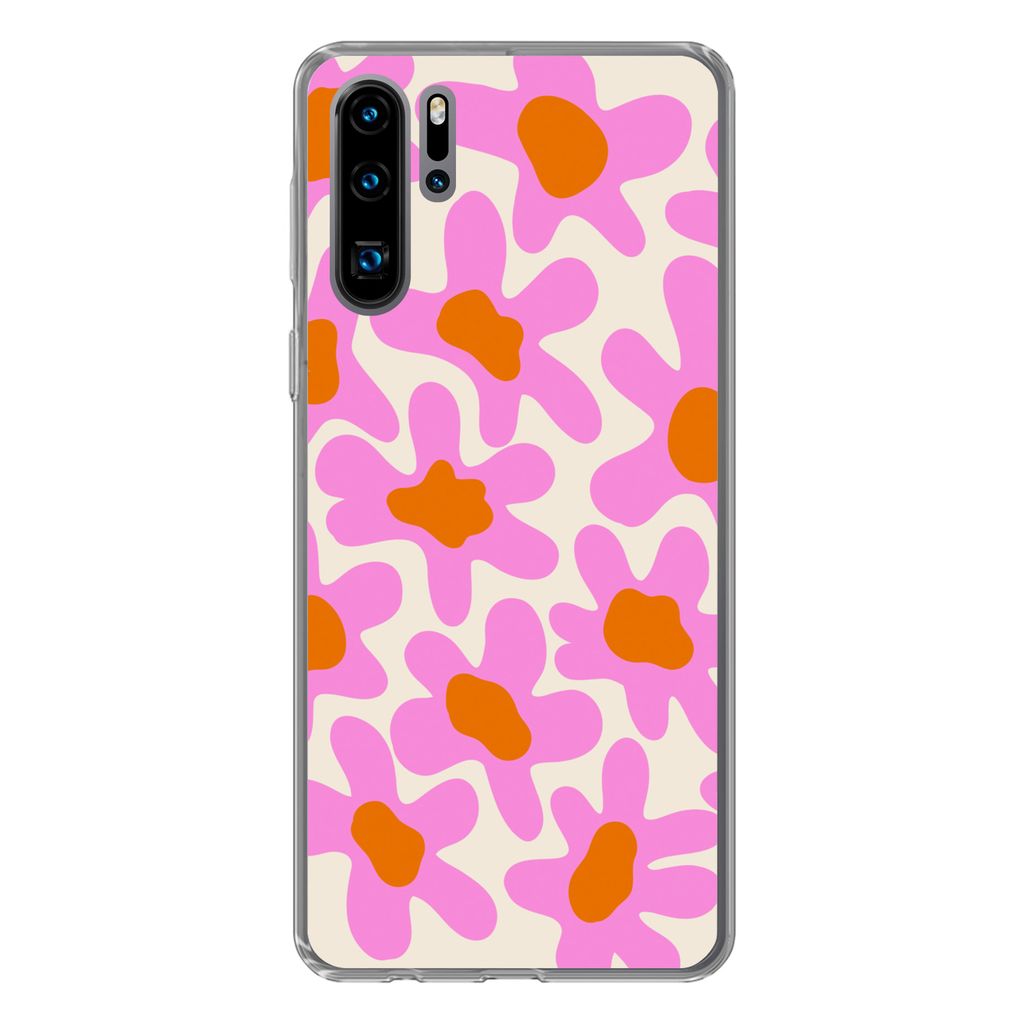 MuchoWow Handyhülle Schutzhülle Hülle für Huawei P30 Pro Blume - Rosa - Muster Silikon Softcase Handy Hülle - Schutzdeckel - Geburtstag Teen...