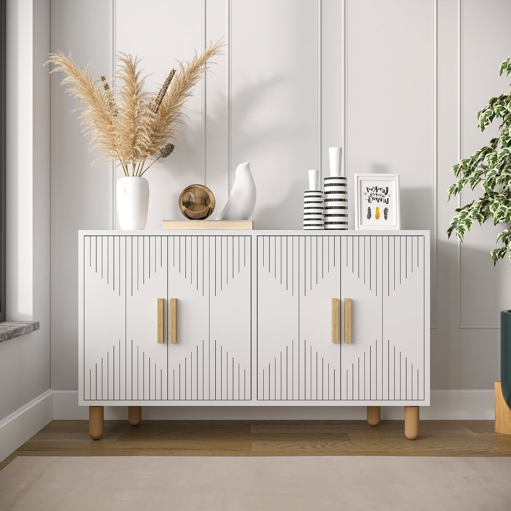 Skye Decor, Roger - White, Konsole, 100 % Melaminbeschichtete Spanplatten, Weiß, 120 x 29,6 x 73,6 cm