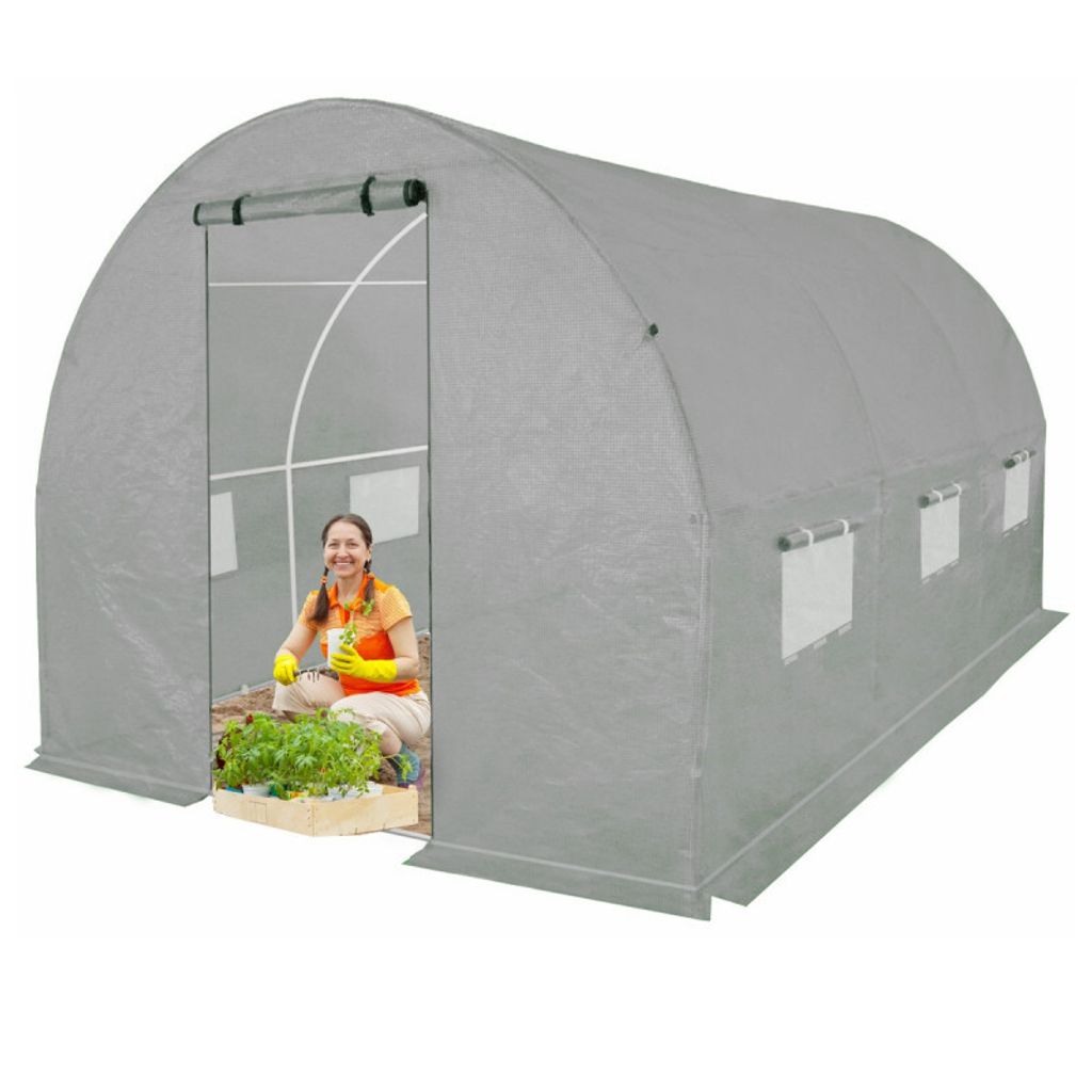4iQ Gewächshaus Folientunnel 2x3,5m Grau 19 mm