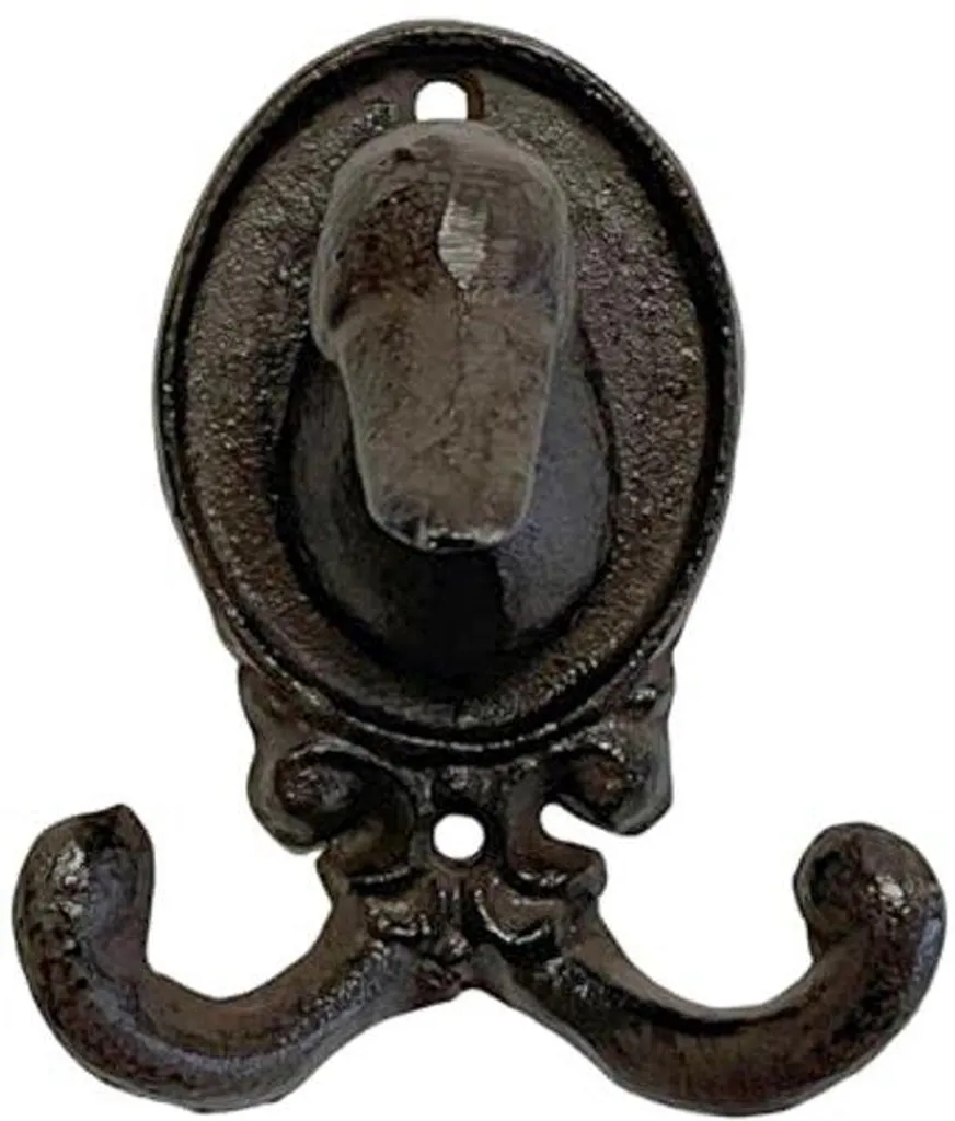 Patère en fonte tête de canard marron rustique pour décoration d'entrée