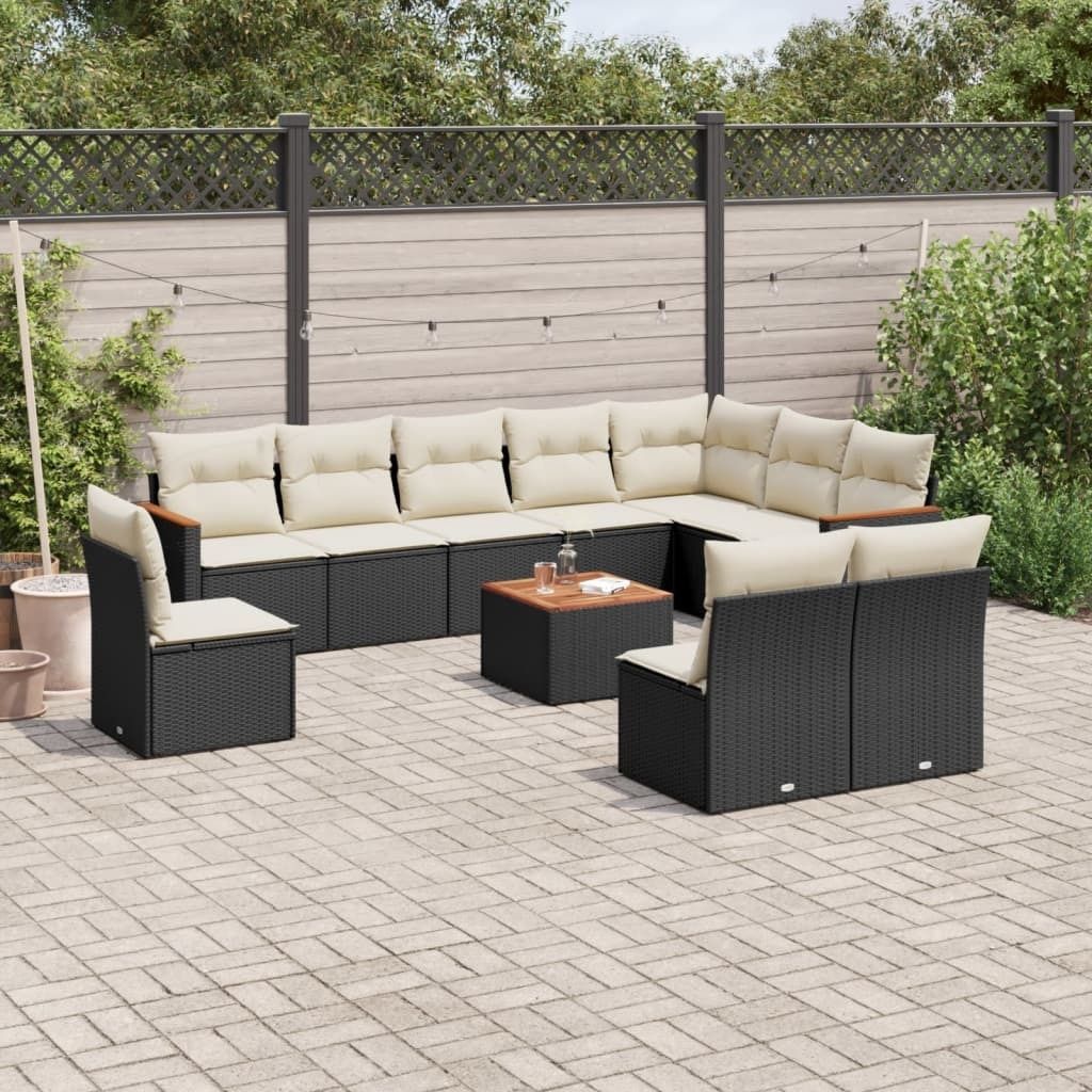 Maison Exclusive - 11-tlg. Garten-Sofagarnitur mit Kissen Schwarz Poly Rattan