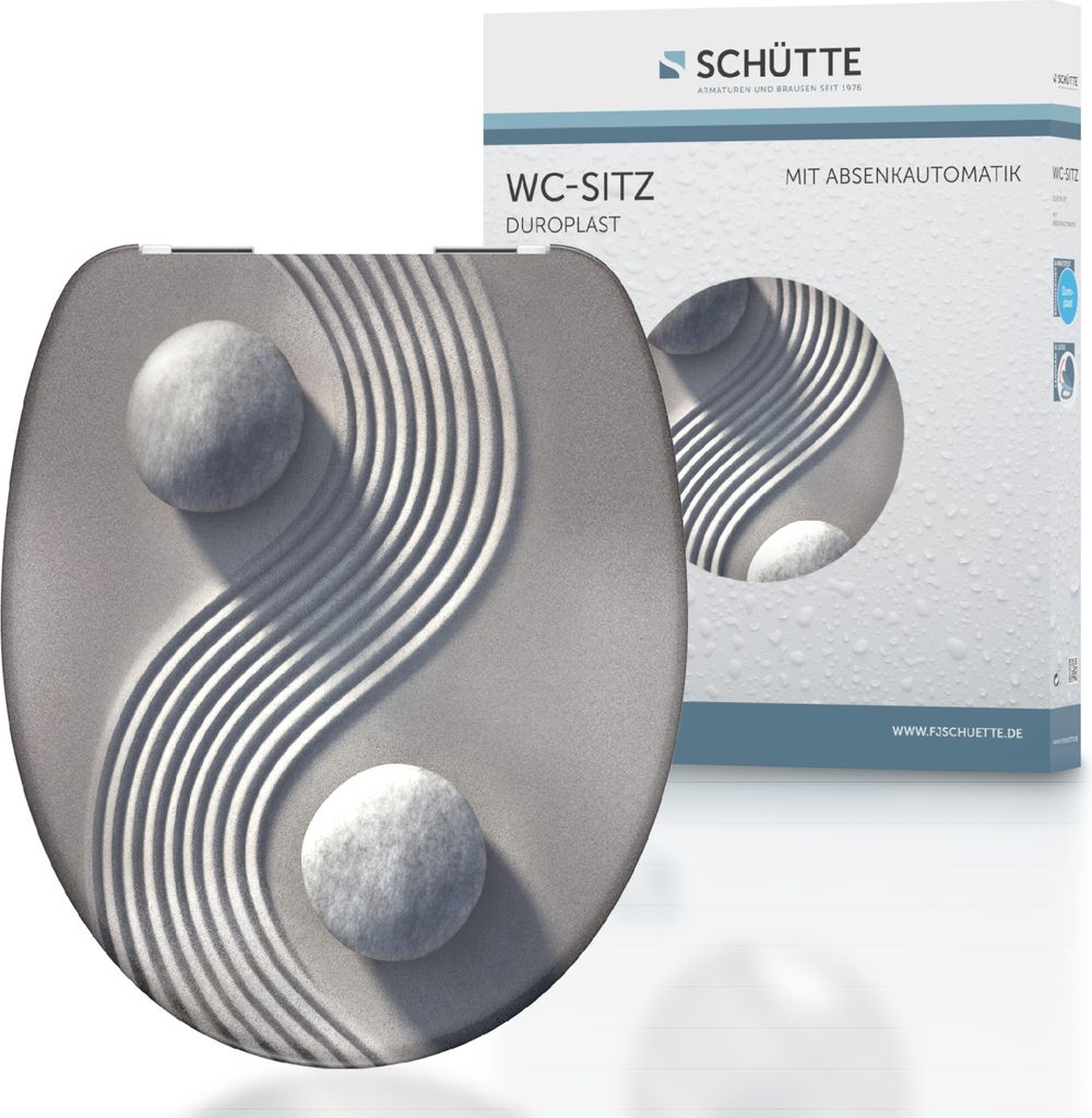 SCHÜTTE WC Sitz Yin & YANG, Duroplast Toilettendeckel mit Absenkautomatik, Klobrille, Toilettensitz mit Motivdruck