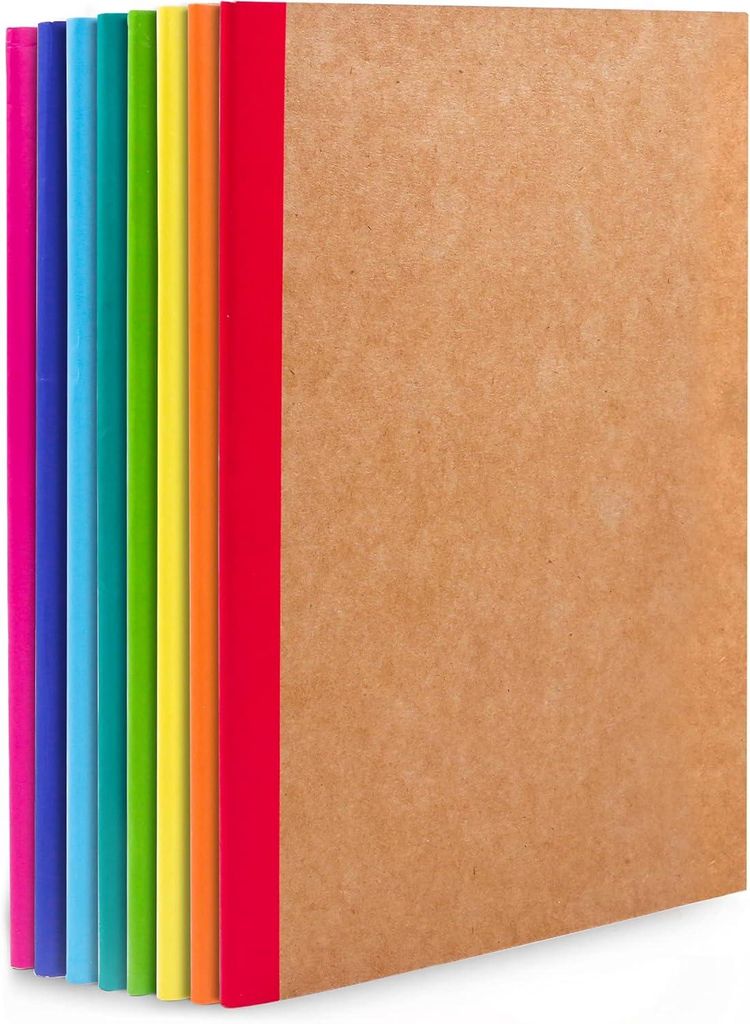 FOLEA KRAFT Notebook A5 gesäumt, 8 Set, Regenbogenwirbel in verschiedenen Farben, 60 Seiten, 21 x 14 cm, Notizblocks -Set Geeignete Büroschule, P...