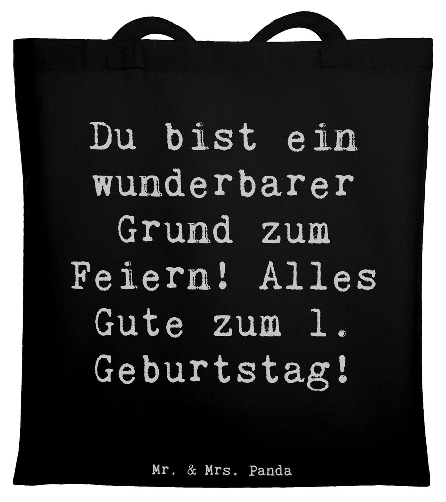 Mr. & Mrs. Panda Schultasche Spruch 1. Geburtstag Feiern - Schwarz - Geschenk, Kindergeburtstag, Stoffbeutel, Alter, Kleinkind, Glückwunsch, Happy...