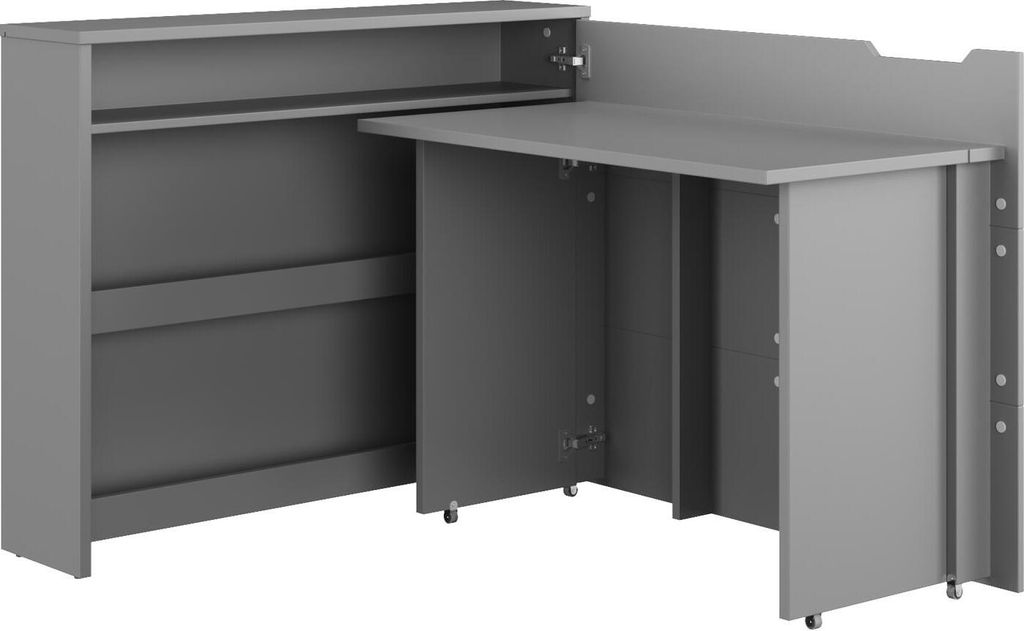 Klappschreibtisch LENART WORK CONCEPT CW-01P Schreibtisch Klappbar Eckschreibtisch mit Rollen Büroschreibtisch Computertisch (Farbe: Grau, Öffnun...