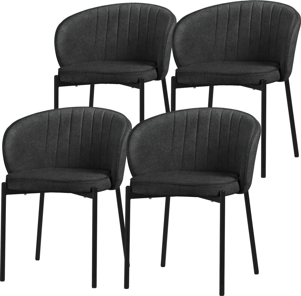 ML-Design Esszimmerstühle 4er Set Anthrazit Küchenstühle mit Stoffbezug Metallbeinen Wohnzimmerstuhl Rückenlehne Polsterstühle für Esszimmer ...