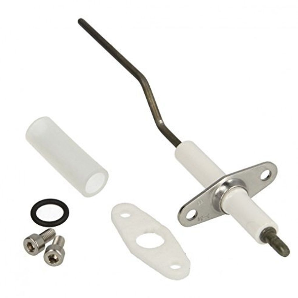 A set of gas burner ignition components on a white background.