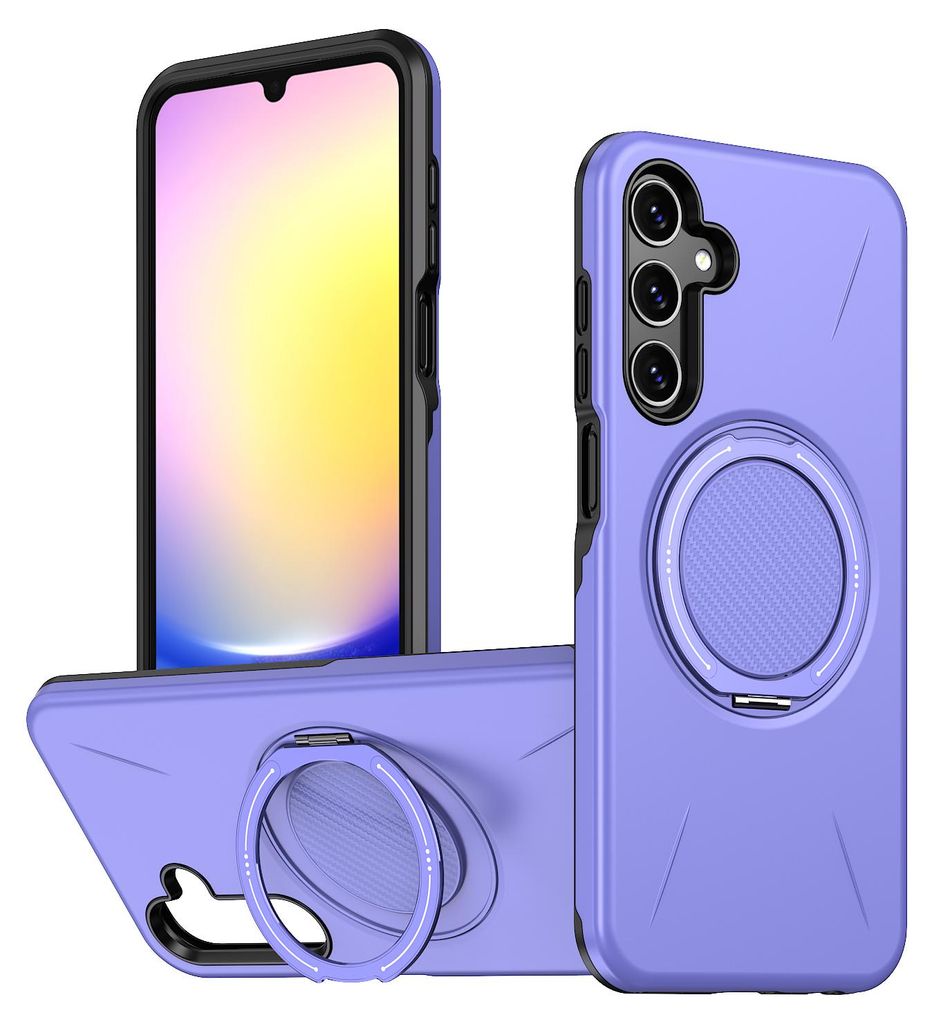 Magnetisch Hülle für Samsung Galaxy A16 / A17 5G/4G / F17, Stoßfeste Weich TPU und Hard PC Schutzhülle mit Ringhalter Ständer Lila