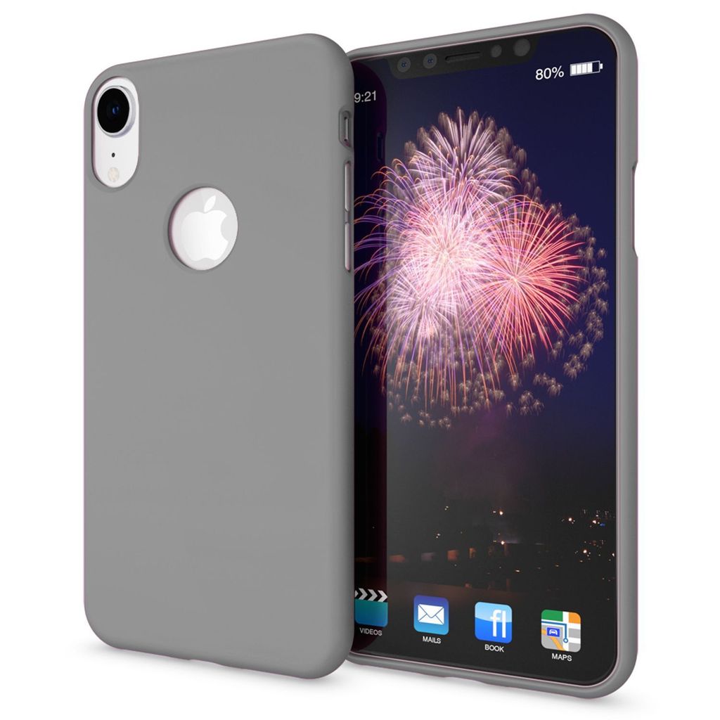NALIA Handyhülle für Apple iPhone XR, Ultra-Slim Hülle Silikon Neon Case Cover Grau