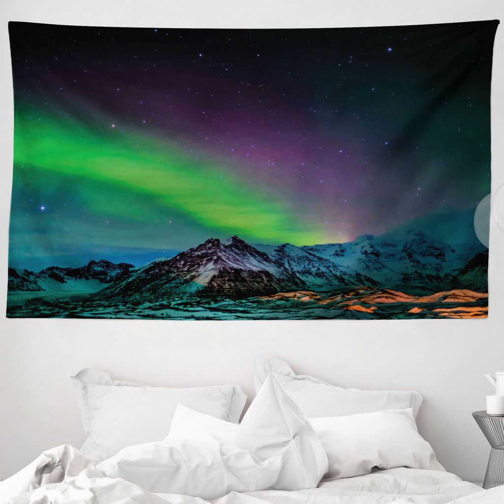 ABAKUHAUS Natur Wandteppich, Sky Rocky Hill Wilde aus Weiches Mikrofaser Stoff Waschbar ohne Verblassen Digitaldruck, 230 x 140 cm, Blau Violett Li...