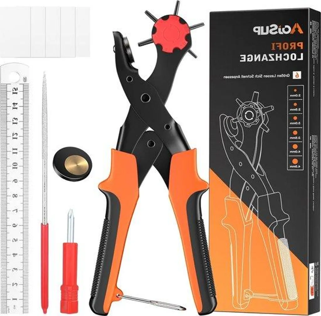 Pince à perforer le cuir 6 trous 2-4,5 mm pour ceinture et maroquinerie