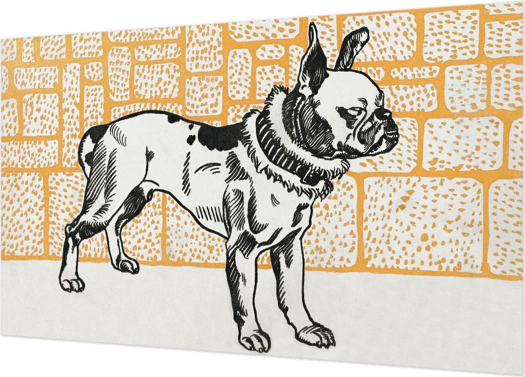 Fototapete - Wandbilder für Wohnzimmer - 416x254 - Dekorative Wandfolie - Modernes Design für Wanddekoration - Tapeten für Innenräume - Retro-Hund