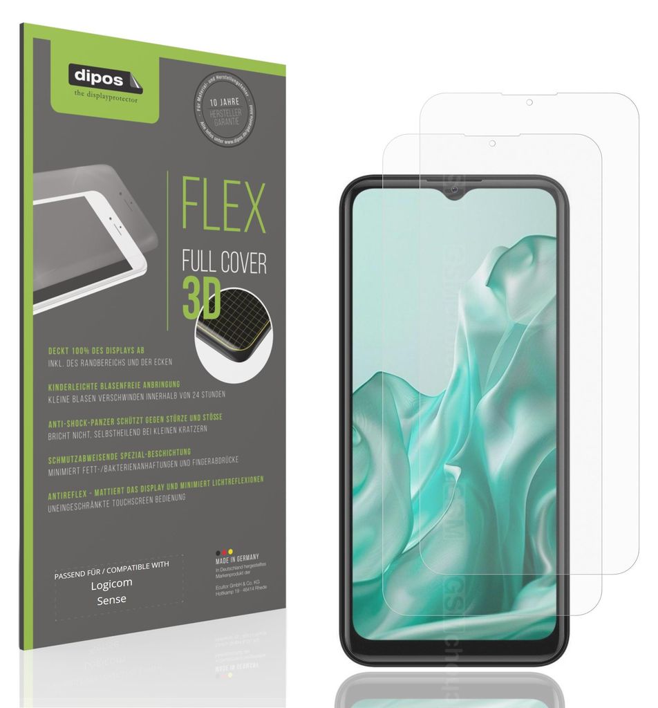 2x Full Cover Schutzfolie matt für Logicom Sense Panzerfolie Anti-Shock
