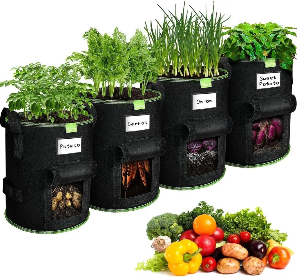 Sac de plantation de pommes de terre 40L SIMBOOM lot de 4 pièces noir