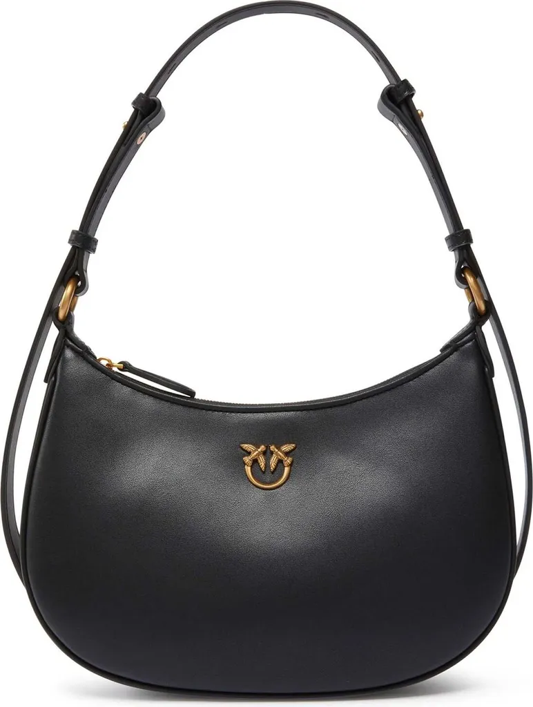 PINKO Sac à épaule Half-Moon Mini Bag Black Antique Gold Noir Cuir