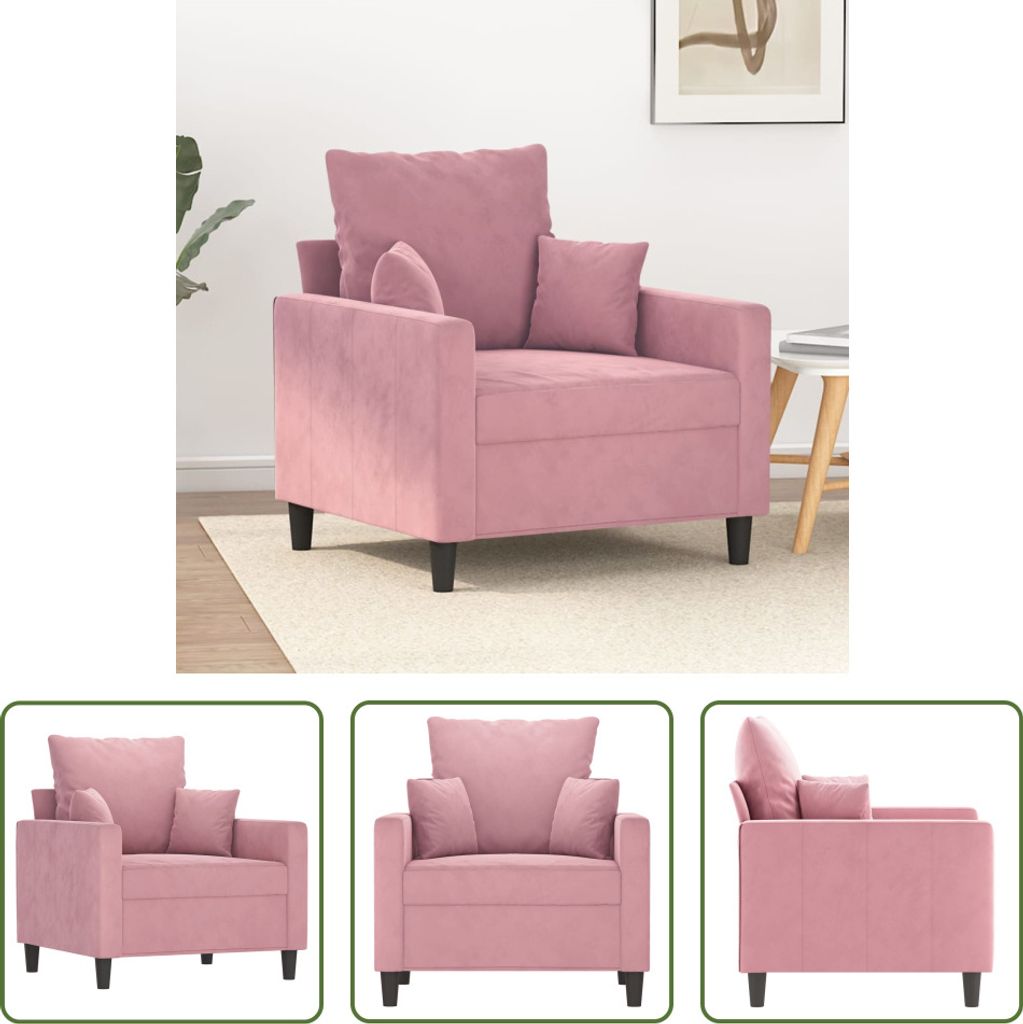 The Living Store Sessel Rosa 60 cm Samt