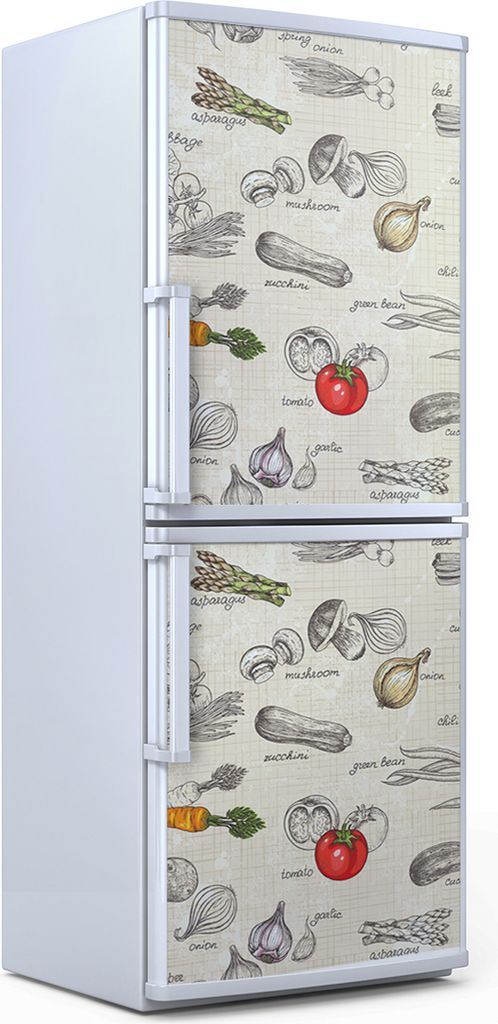Kühlschrankdekoration 60x180 cm Aufkleber auf dem Kühlschrank - Vintage Küchengemüse
