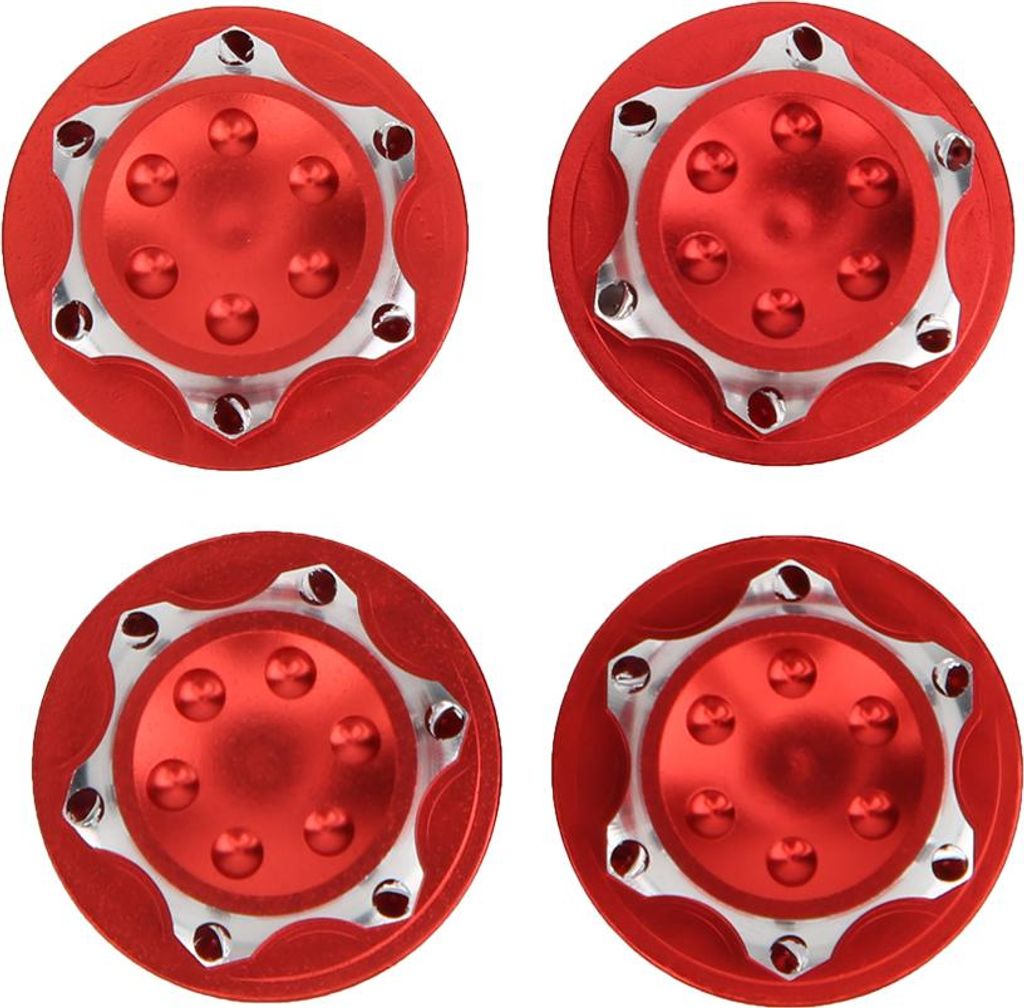 4Pcs 17mm Aluminiumlegierung Staubschutz Nabe Mutter Rad Zubehör für 1/8 RC Auto Modell (rot)