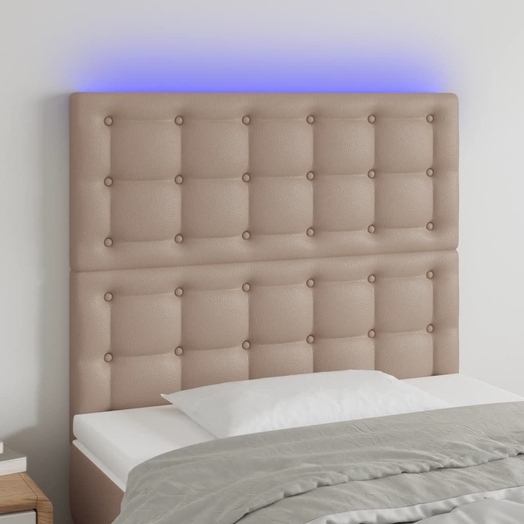 "2026 Promotion" LED Kopfteil fürs Bett - modern-desgin - Cappuccino-Braun 80x5x118/128 cm Kunstleder - Kopfteil fürs Bett - modern-desgin -e C76