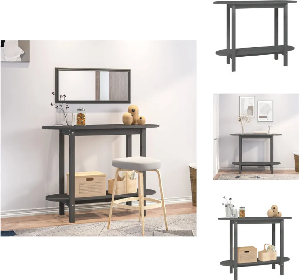 vidaXL Tavolino Grigio 110x40x80 cm Legno Pino Massiccio | Arredo Salotto