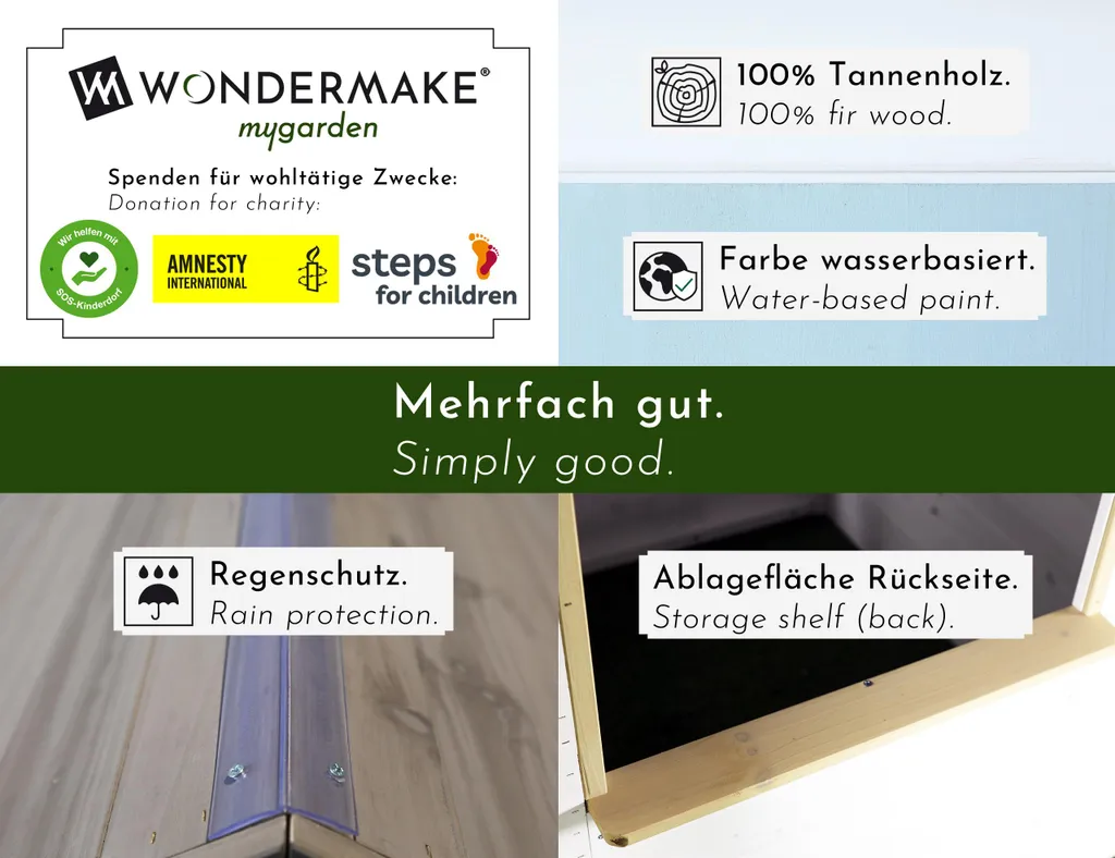 Cabane bois enfant WONDERMAKE résistante intempéries avec jardinières - 3