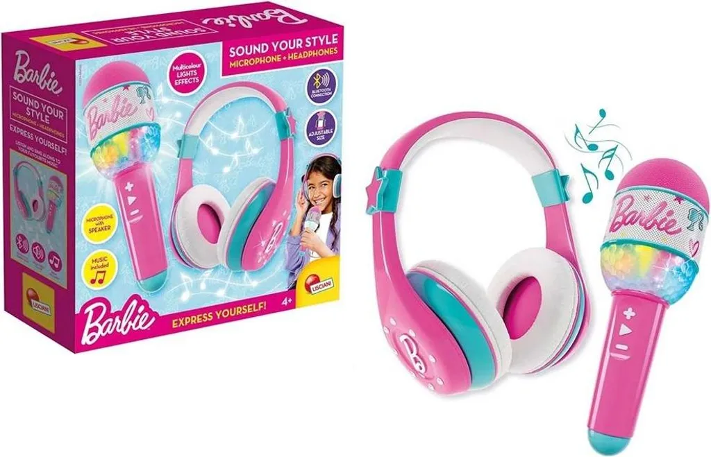 Casque et microphone Barbie rose ajustable avec isolation acoustique