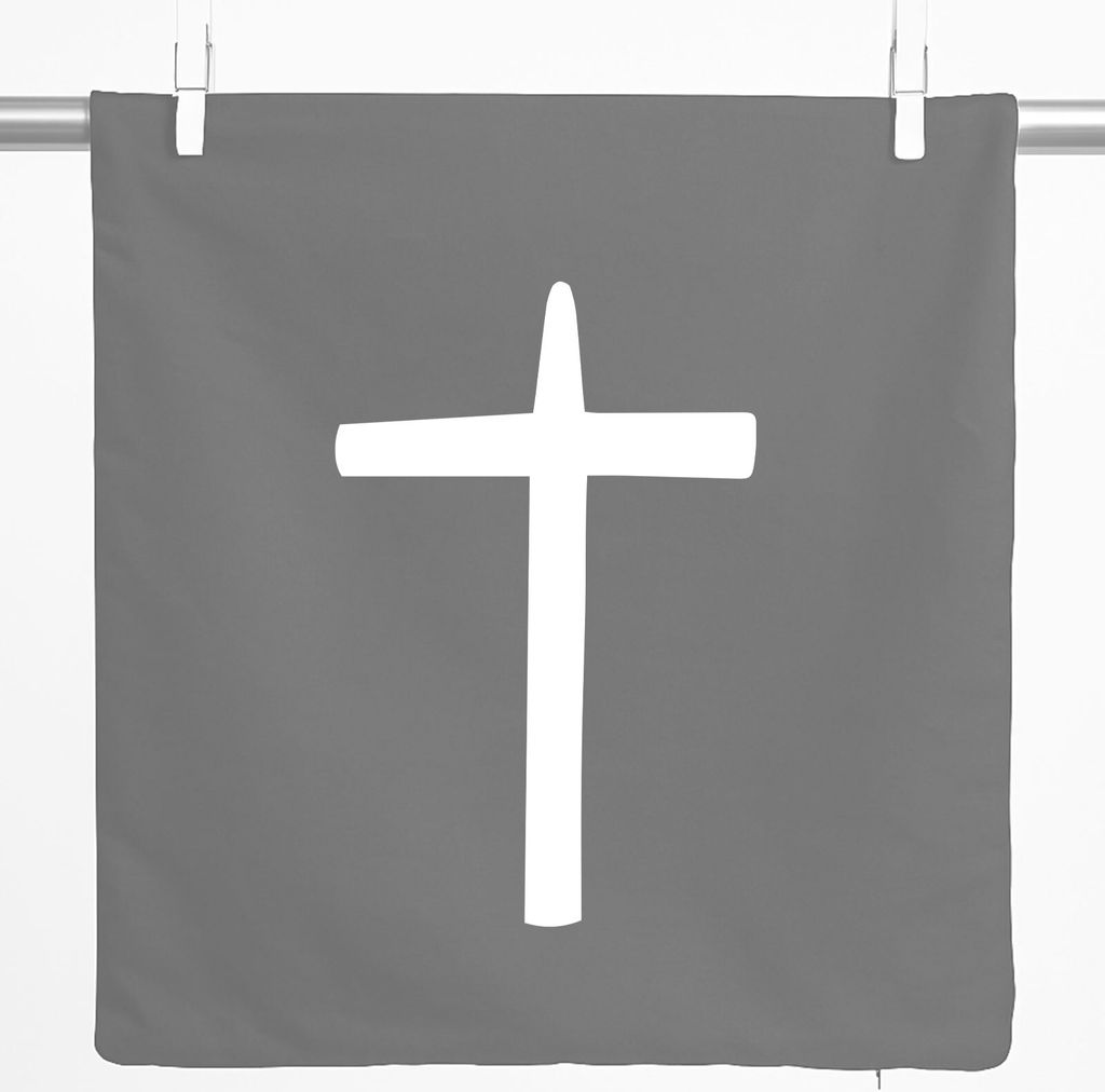 Huuraa Kissenbezug Kreuz Christentum 40x40cm Steel Grey Baumwolle Dekokissenbezug Geschenkidee