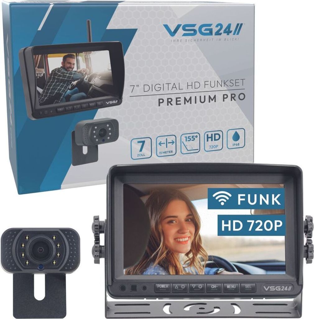 7" FUNK-HD-Rückfahrkamera PREMIUM PRO HD 24581 Produktbild 