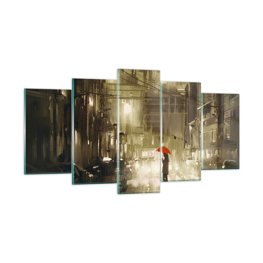Bilder auf glas - Illustration Katastrophe Städtische Straße Regen - 160x85cm - Glasbilder - Wandbilder - Kunstdruck - Wanddekoration aus Glas - ...