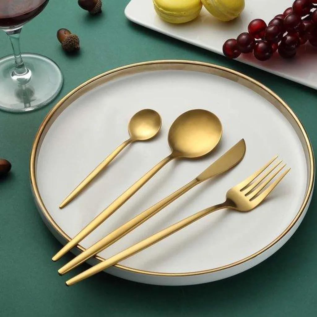 Ménagère de table 24 pièces pour famille, couverts sains et ultra durables