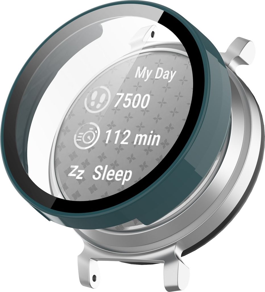 Für Garmin Lily 2 Kunststoff PC Smart Watch Hülle + H9 Schutz Hart Glas Dunkelgrün