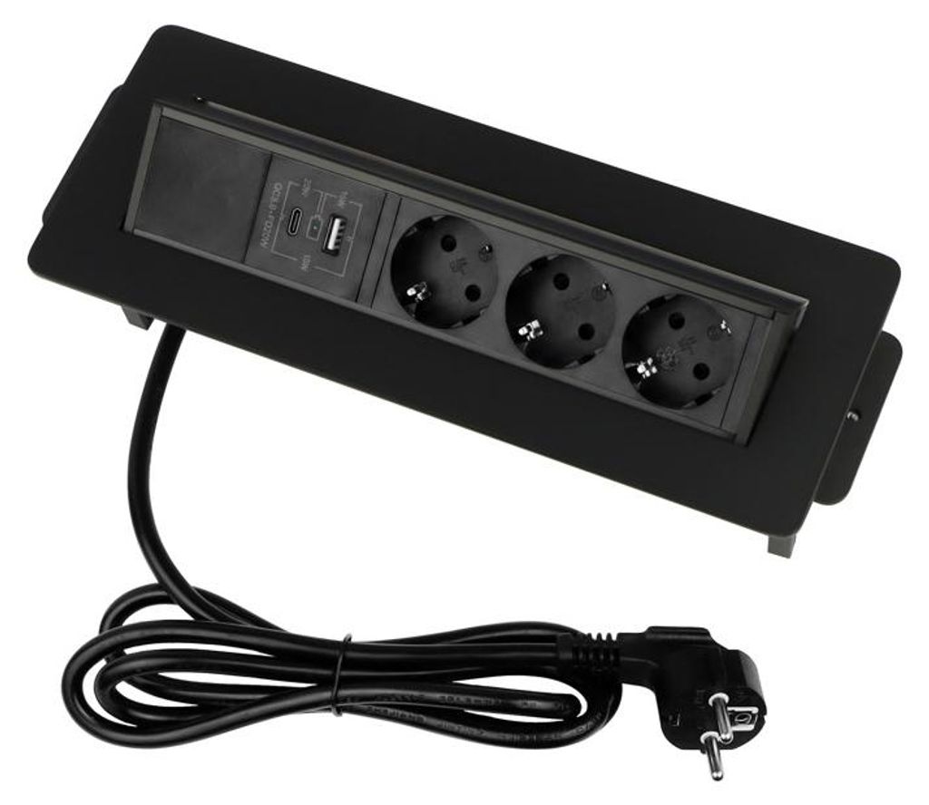 Design Light FLIX BOX, Typ Schuko, mattschwarz, 3x 230V AC Produktbild 